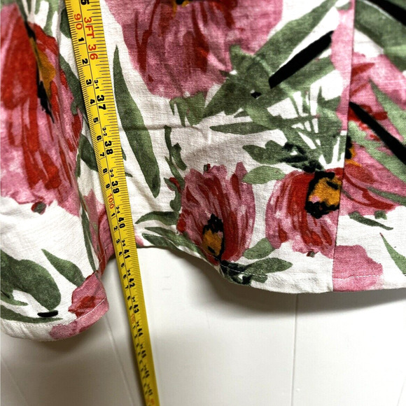 Tahari Linen Blend A-Line Dress Size 12 Tropical Floral Print Sleeveless New - Picture 4 of 12